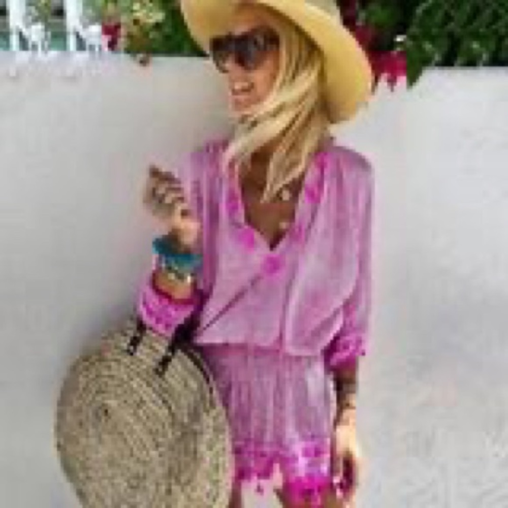 Tassel accent mini dress pink size small brand new